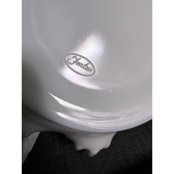 Vintage Fenton Silver Crest Milk Glass Basket with Handle, Ruffled Edge - Picture 2 of 5